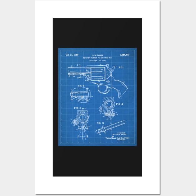 Ruger Revolver Patent - Gun Enthusiast Firearms Art - Blueprint Wall Art by patentpress